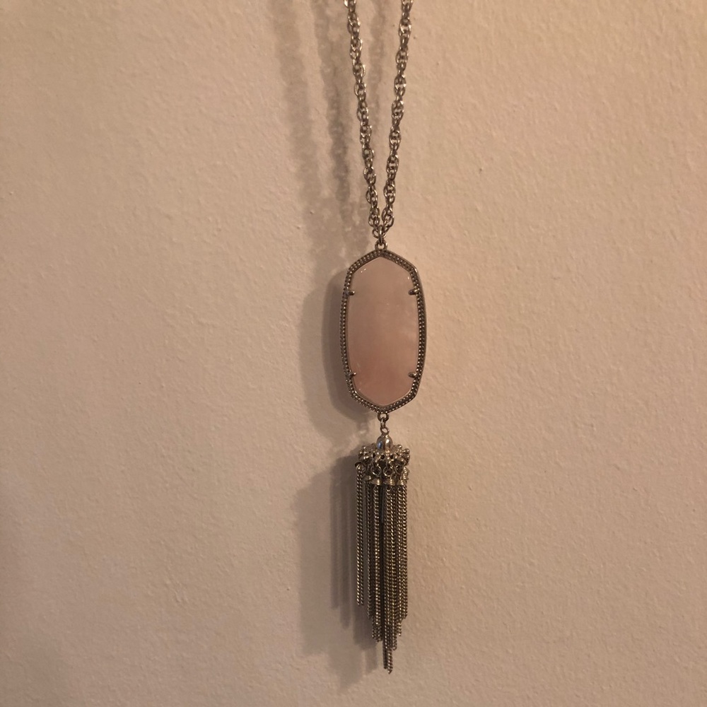 Kendra Scott Rayne Silver Necklace in Rose Quartz